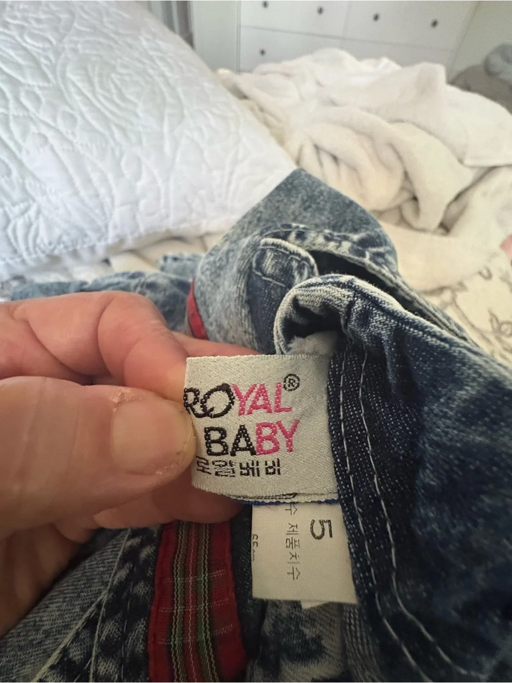 Vintage Kids Denim Sailor Dress in Light Blue Acid Wash